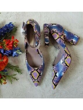 Deltan Jami Snake Print Ankle Strap Pumps
